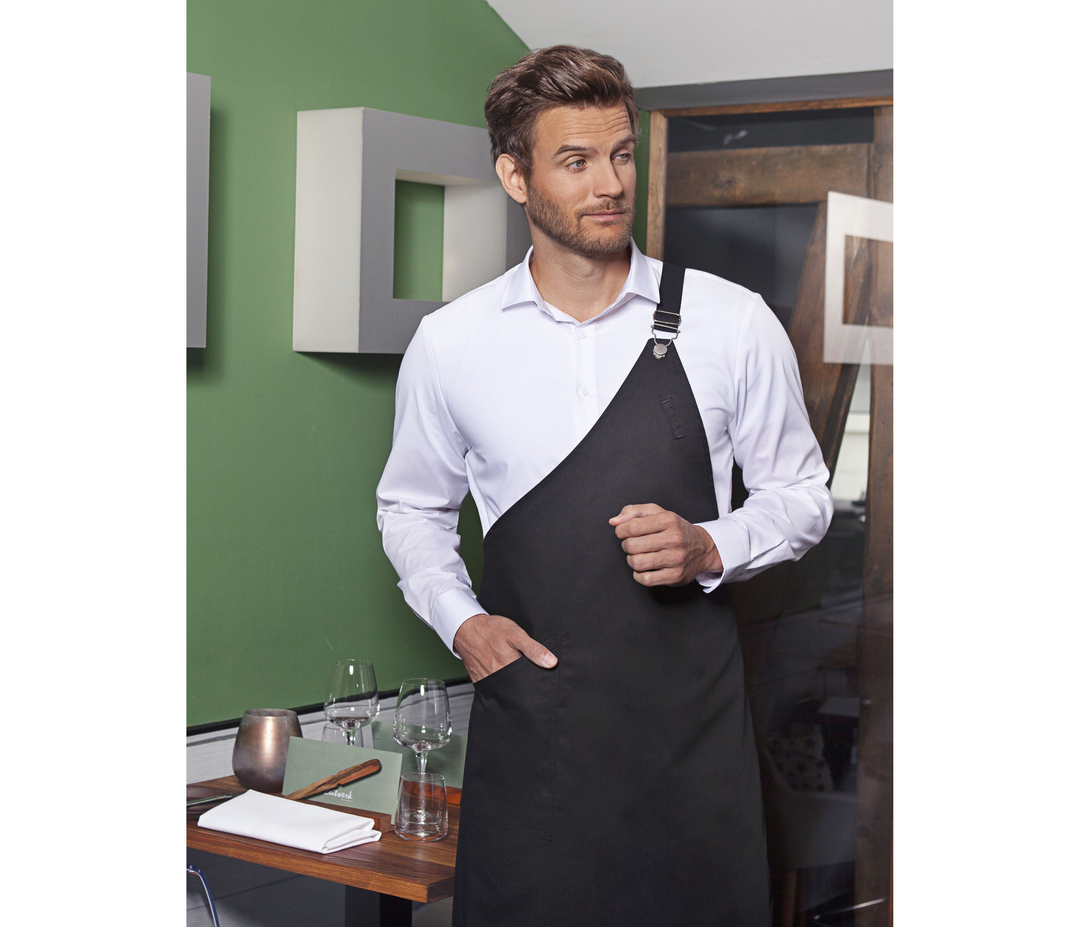 Tablier Asymétrique Personnalisable en Tissu Sergé Premium