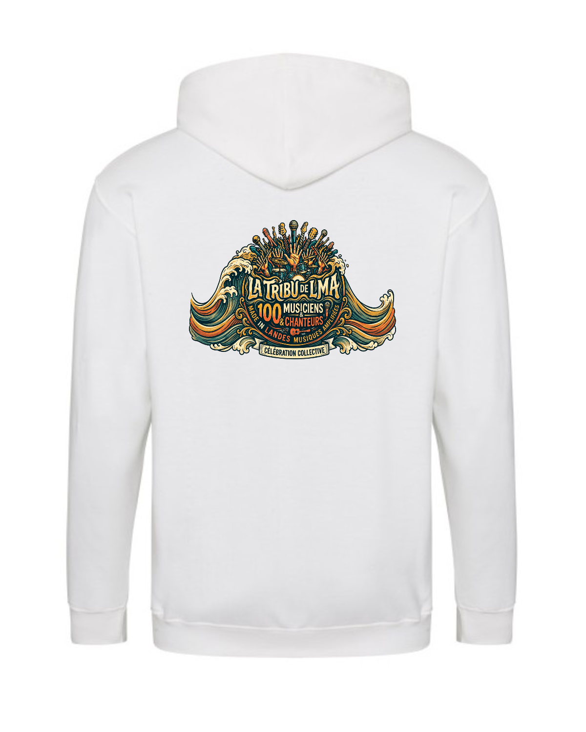 Sweat Zippé à Capuche dessin la tribu dans le dos - back
