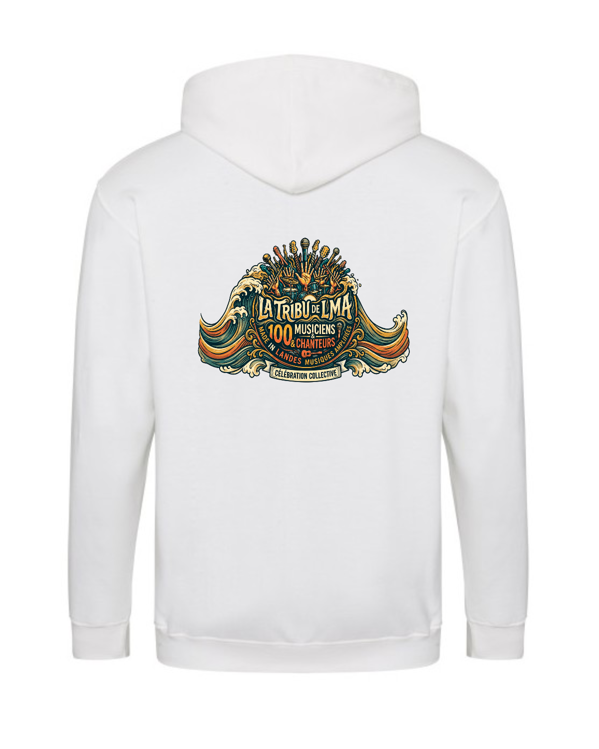 Sweat Zippé à Capuche logo LMA devant dessin tribu derrière - back