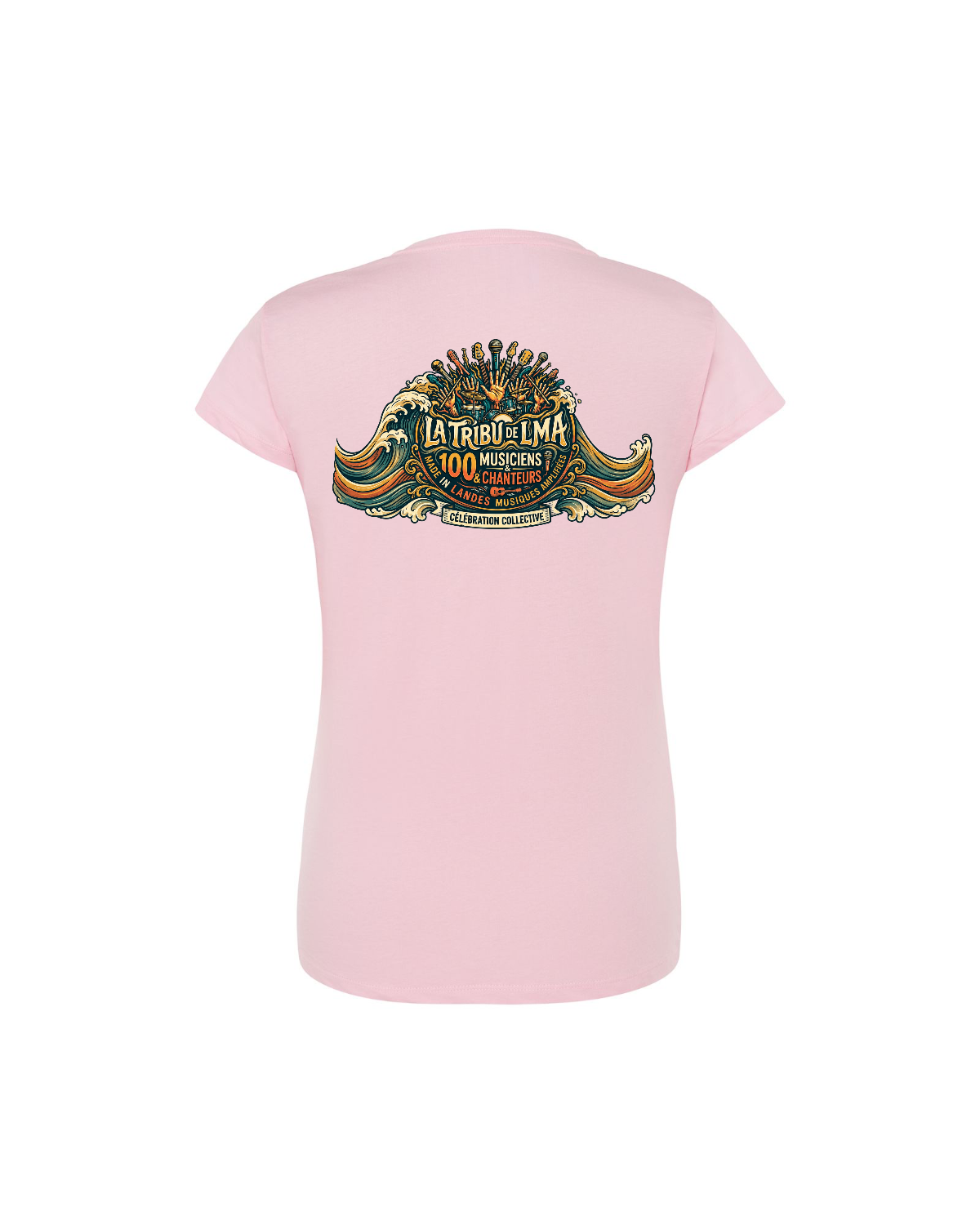 T-shirt rose la tribu logo devant dessin derrière - back