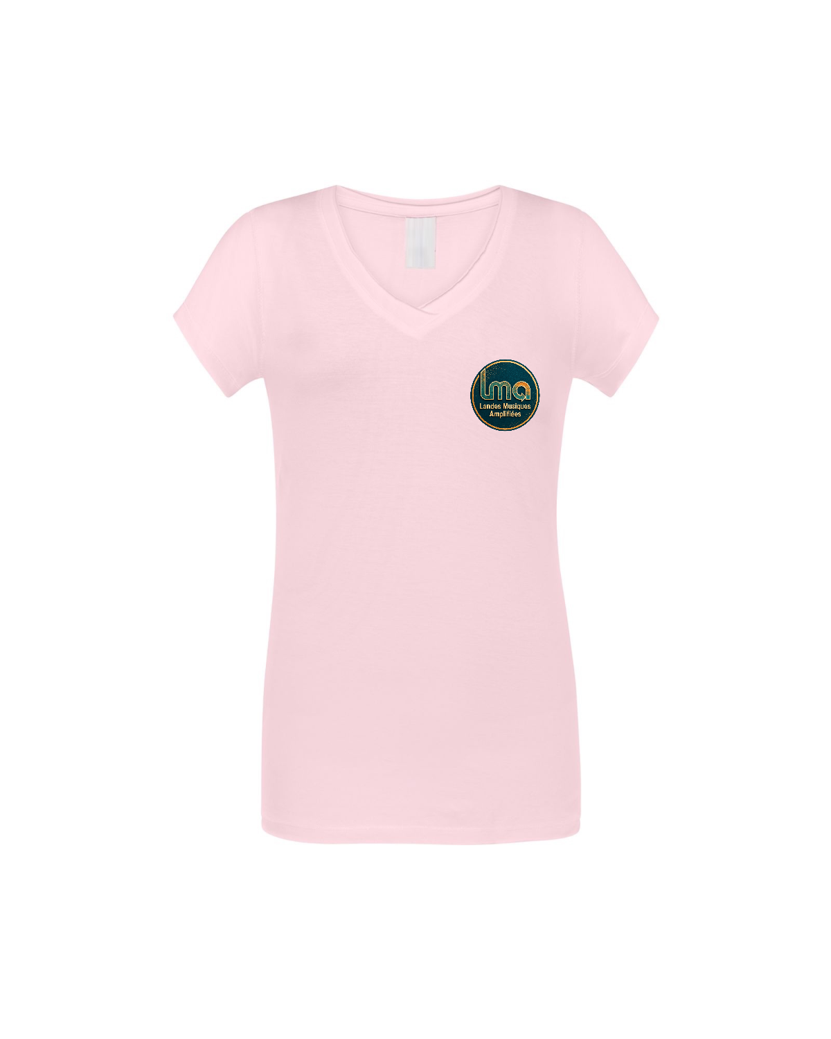 T-shirt  Col V Femme logo devant dessin dans le dos - front