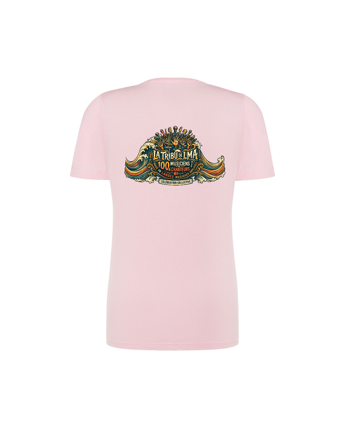 T-shirt  Col V Femme dessin dans le dos - back